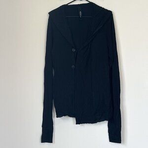 Minoar Black Lightweight Wool Hooded Cardigan - Size: Medium